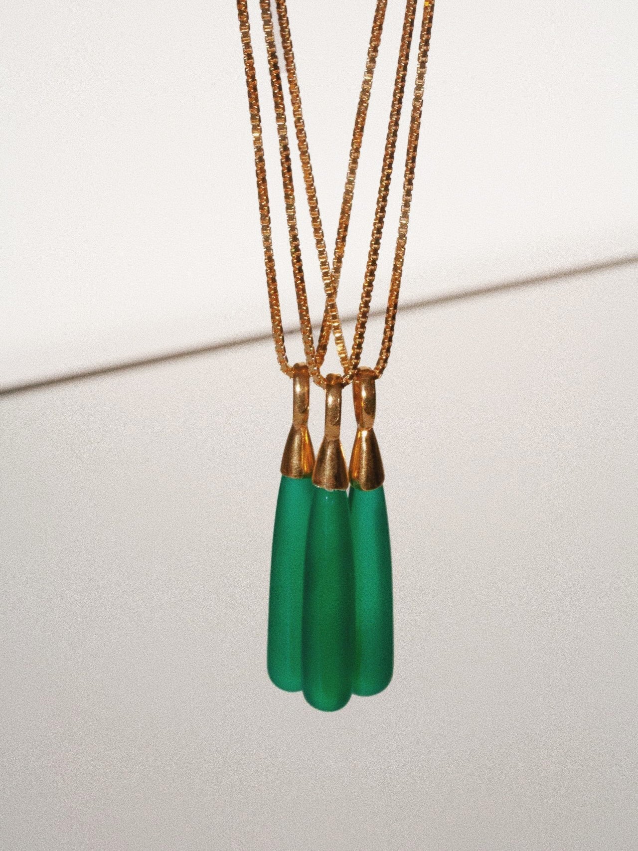 Teardrop Necklace in Green Onyx