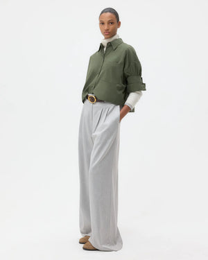 Back view of the Next Ex Shirt in Duffle Bag by TWP, designed in a stylish cropped cut, perfect for casual wear.