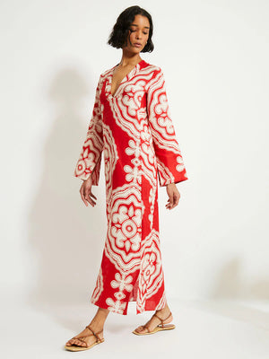 Theodora Column Dress in Niku Red