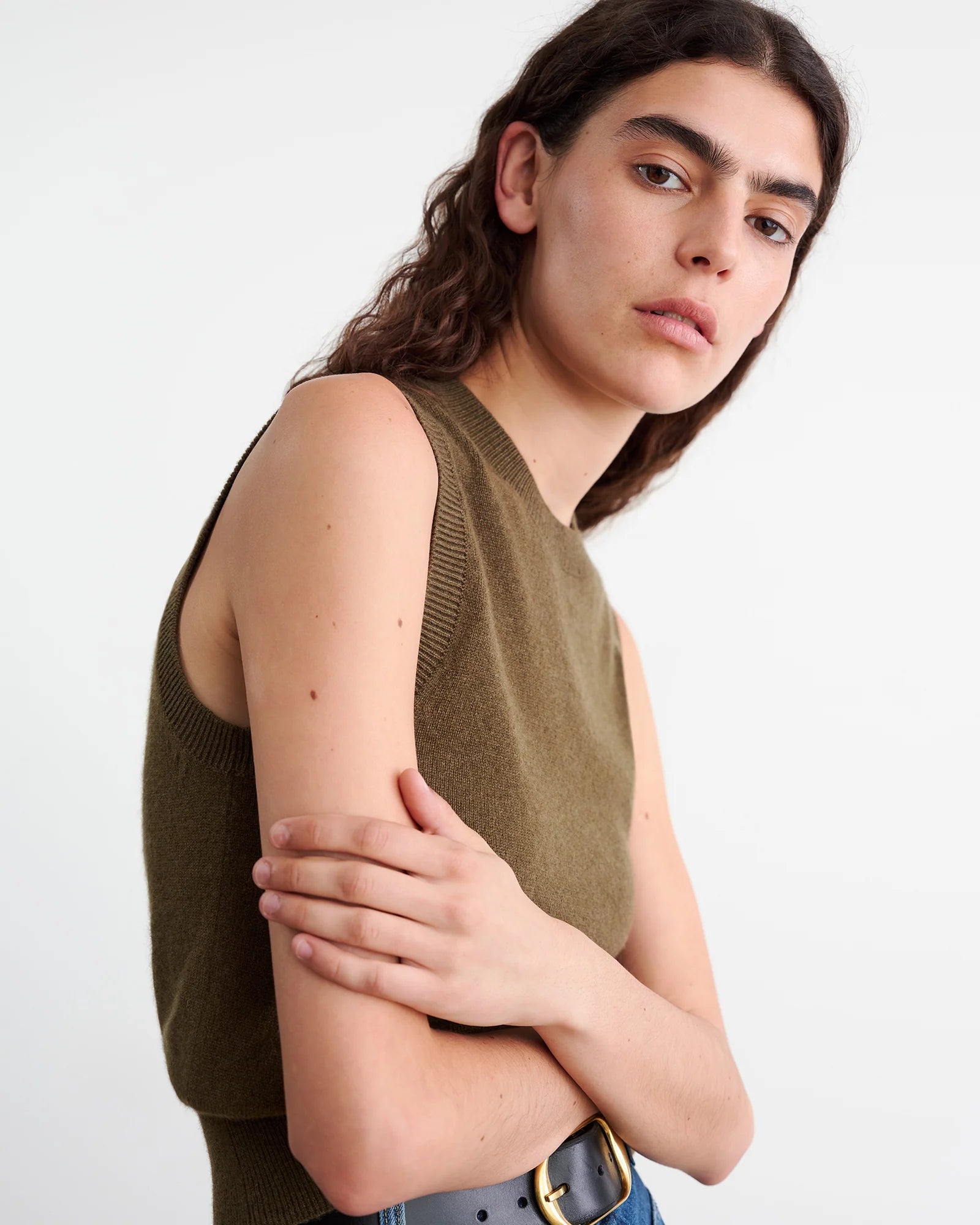 May Sweater Tank in Dark Moss