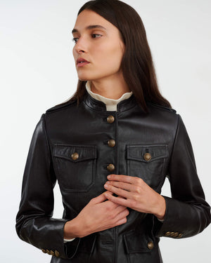 Geraldine Leather Jacket in Black