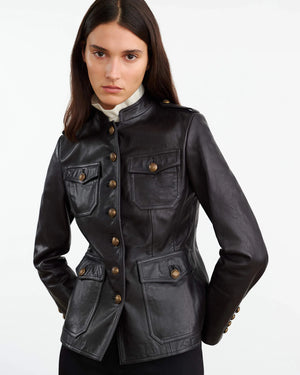 Geraldine Leather Jacket in Black