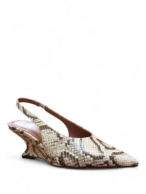 Close-up of Nina Slingback in Printed Python showcasing the intricate python print leather finish.