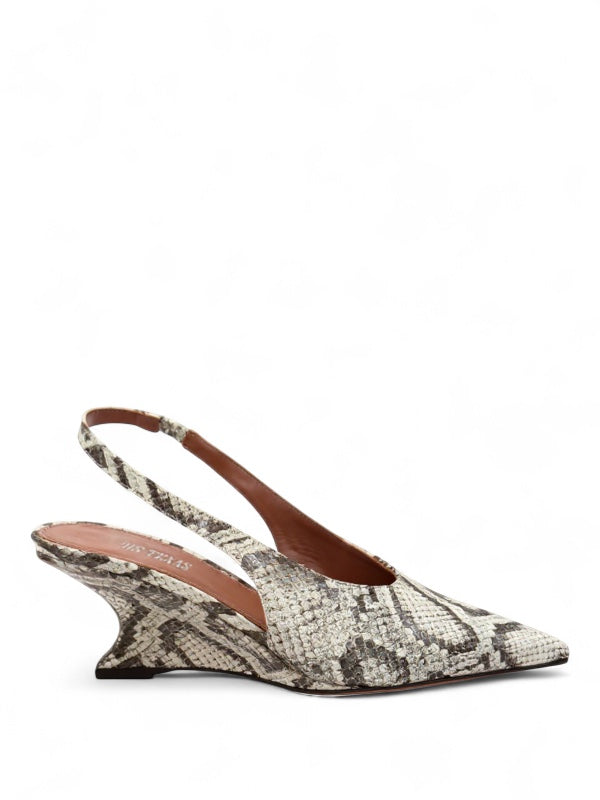 Nina Slingback in Printed Python by Paris Texas - stylish pointed-toe design with python print leather and 50mm wedge heel.