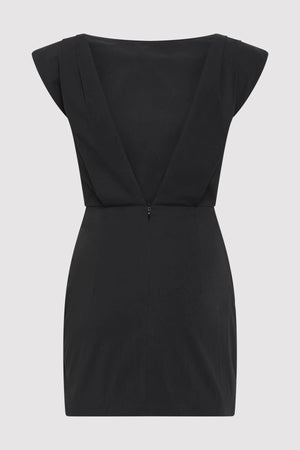 Bateau Tuck Mini Dress in Black