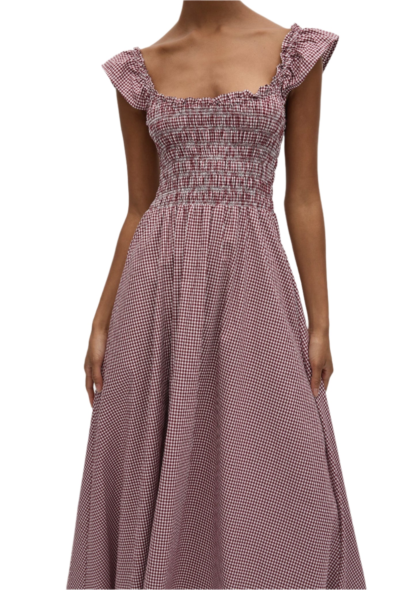 Eudora Midi Dress in Gingham Deep Red