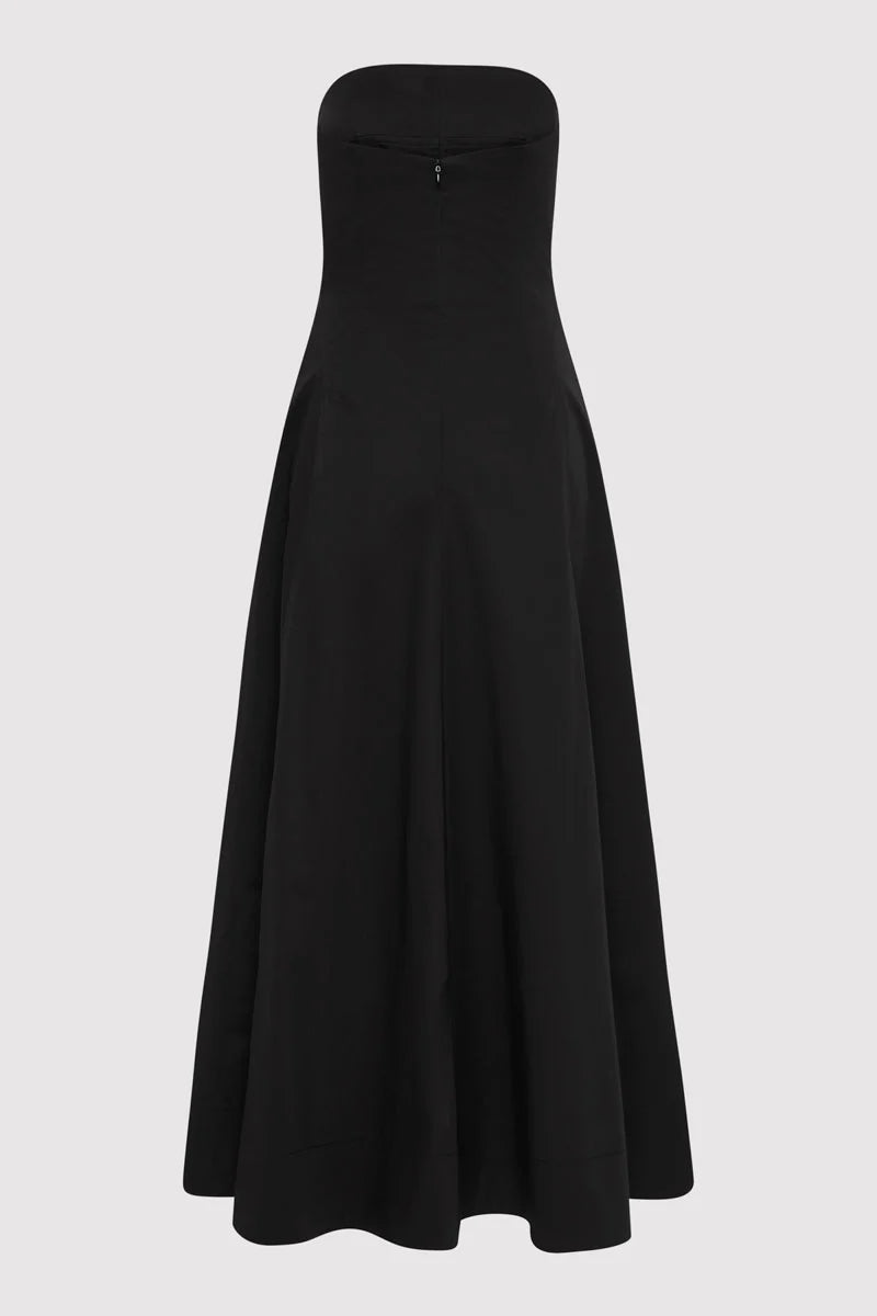 Sculpted Cotton Strapless Dress in Black