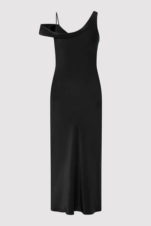 Silk Drape Dress in Black