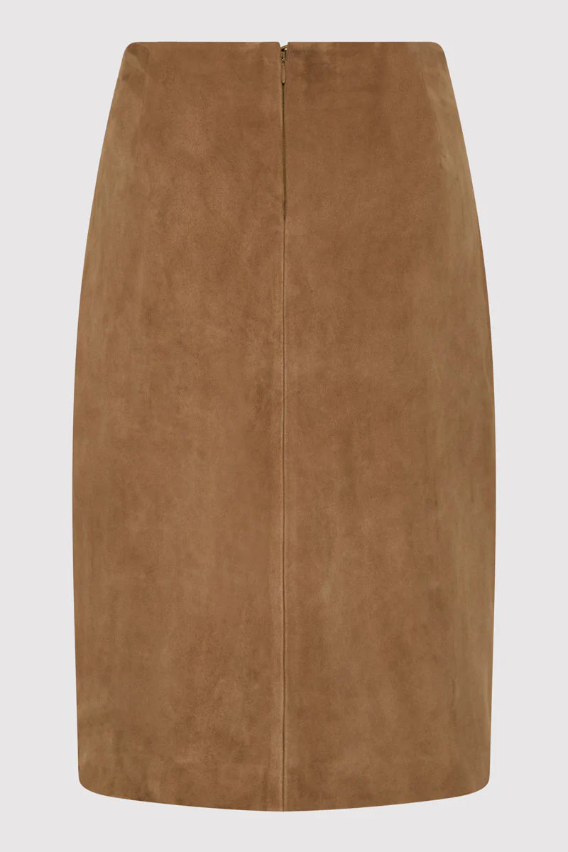 Suede Pencil Skirt in Toffee