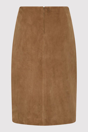 Suede Pencil Skirt in Toffee