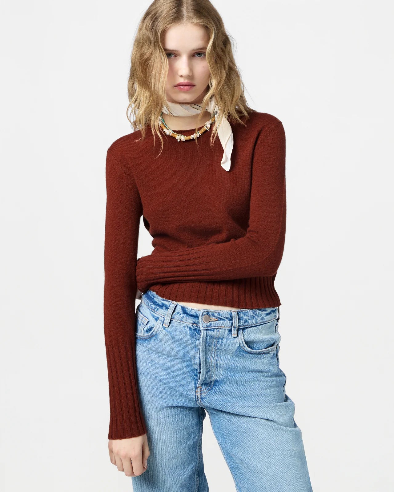 Shrunken Crewneck Sweater in Cinnamon
