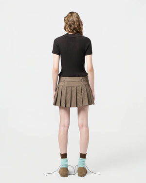 Back view of the Shrunken Polo in Burnt Cocoa, featuring the signature branding at the center back neck.