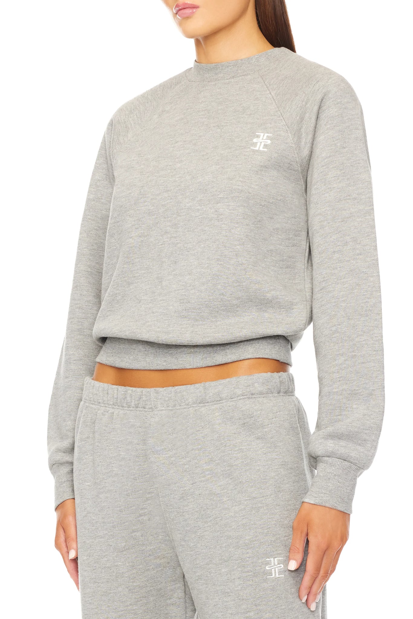 Shrunken Raglan Sweatshirt in Heather Grey