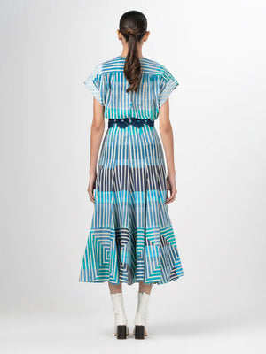 Adila Dress in Infinite Blue Stripe