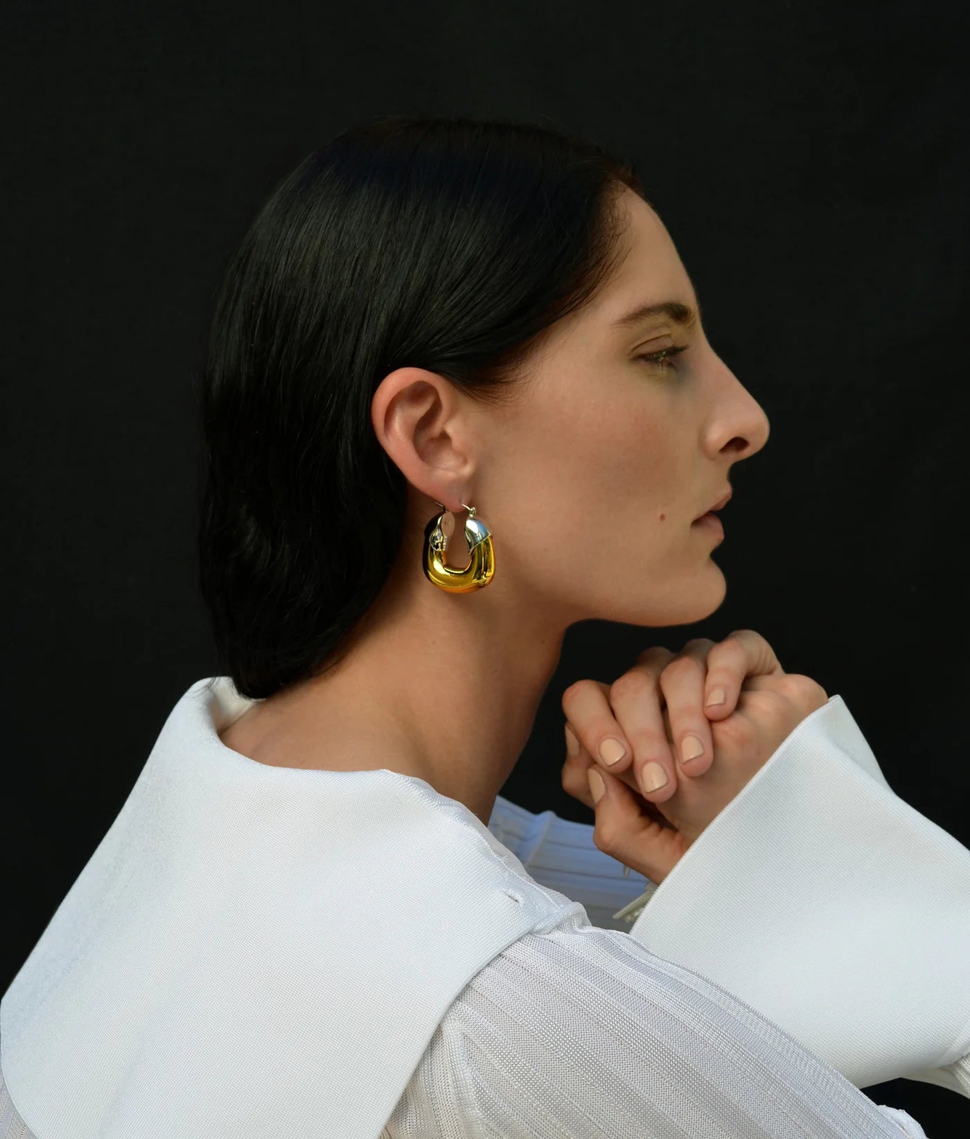Elegant Organic Hoops in Mixed Metal by Lizzie Fortunato, crafted with gold-tone and silver-tone materials for a chic and modern look.
