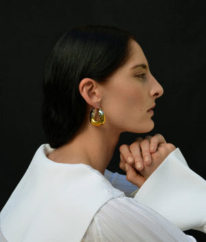 Elegant Organic Hoops in Mixed Metal by Lizzie Fortunato, crafted with gold-tone and silver-tone materials for a chic and modern look.