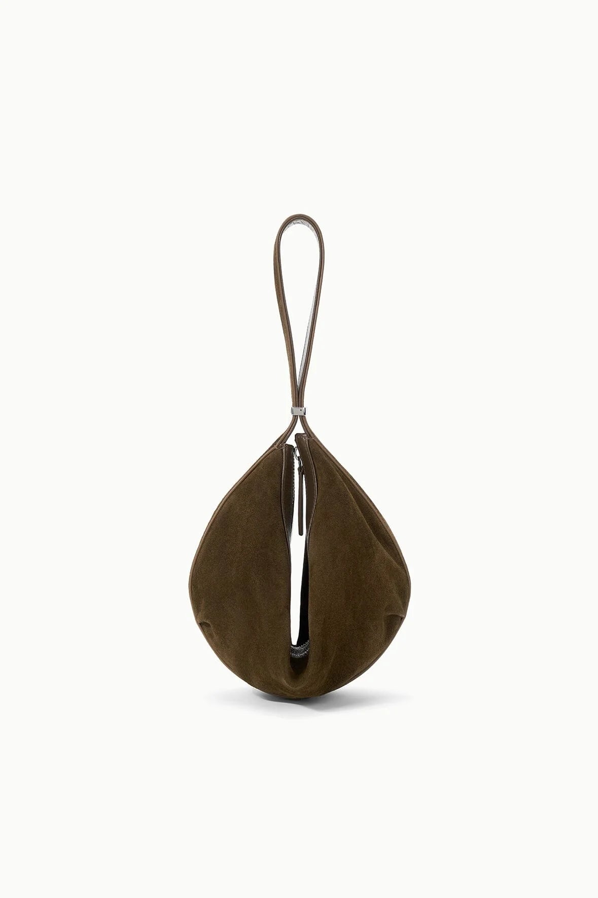 Close-up of Demy Shoulder Bag in Truffle featuring top zipper and unique clasp, a must-have accessory.