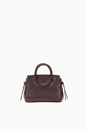 Mini Maude Carryall in Espresso with a removable long strap for versatile carrying options.