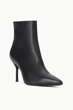 Elegant black Staud Sebastian Ankle Boot highlighting inside zip and luxurious cow leather.