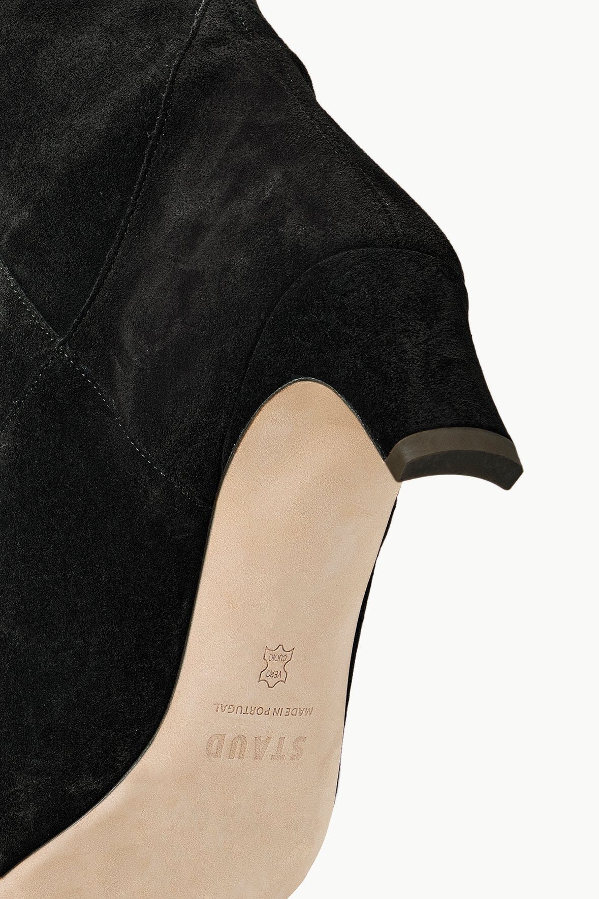 Staud Wally Boot in Black Suede, showing the elegant silhouette and quality craftsmanship.
