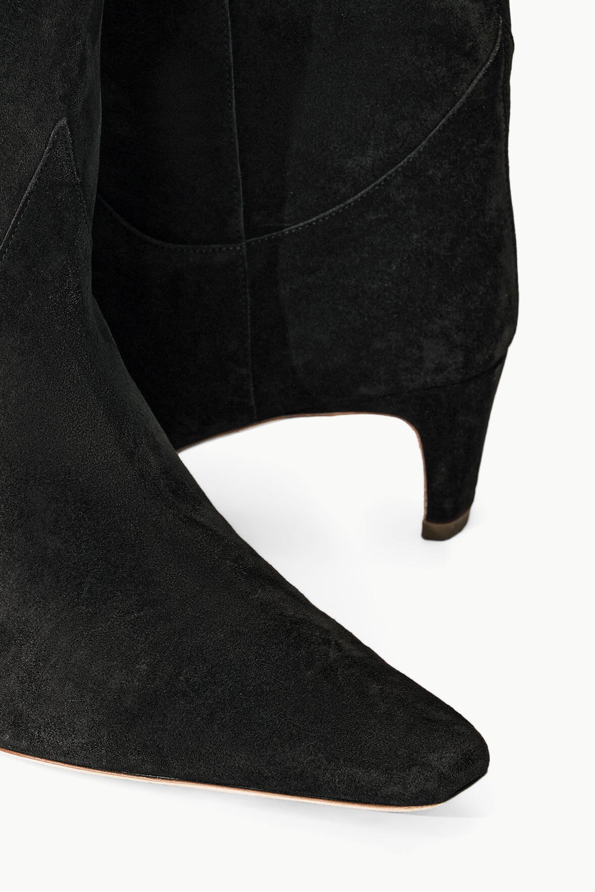 Full view of the Staud Western Wally Boot in Black Suede, perfect for Western-inspired outfits.