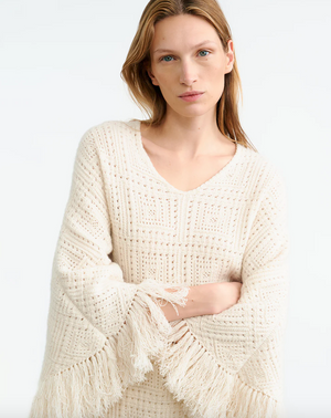 Bristol Cashmere Poncho in Ivory