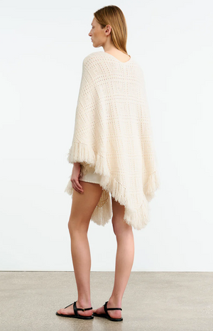 Bristol Cashmere Poncho in Ivory