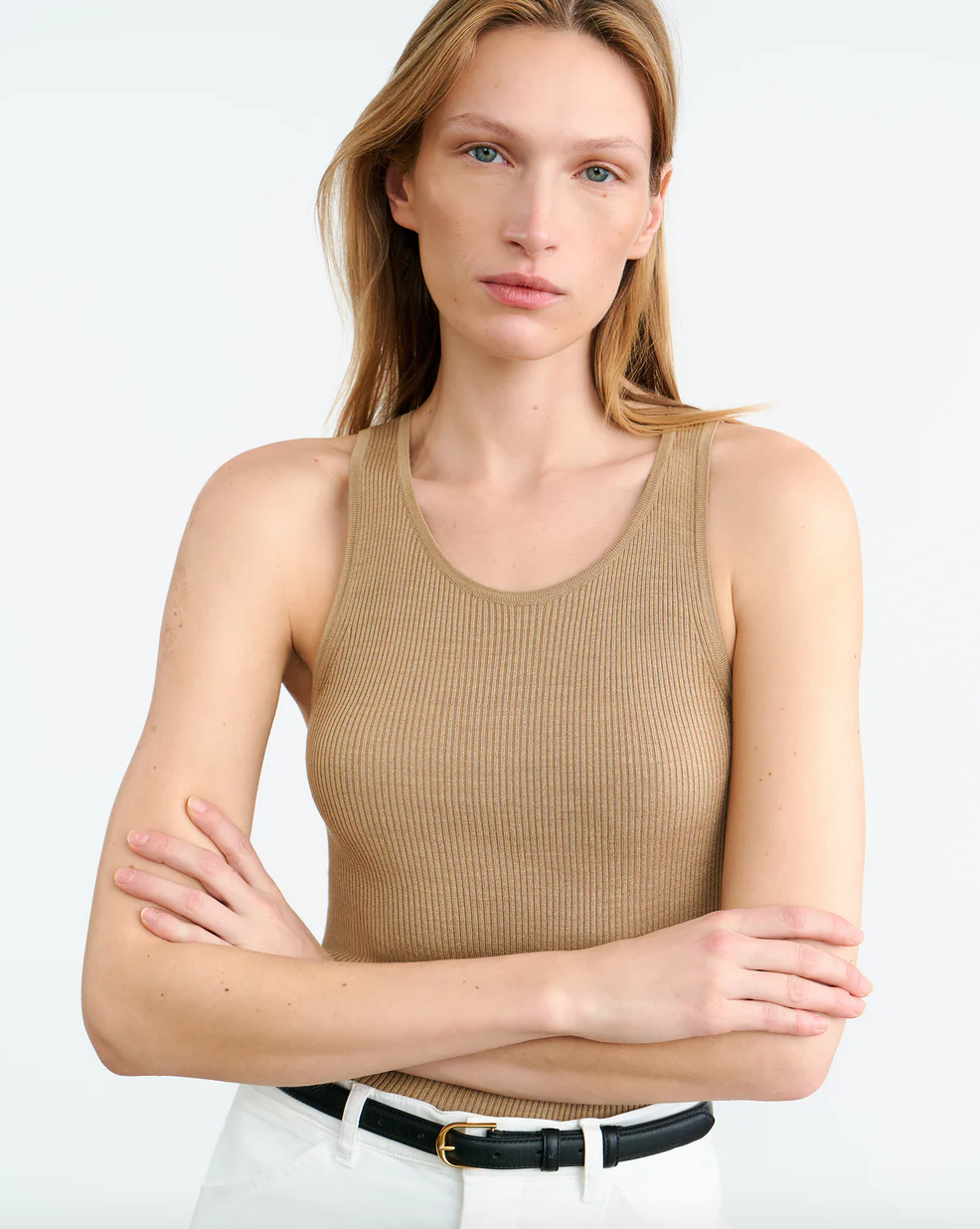 Lottie Silk Tank in Camel