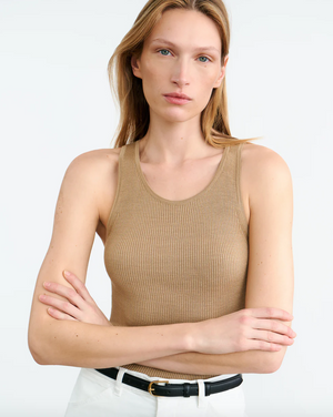 Lottie Silk Tank in Camel