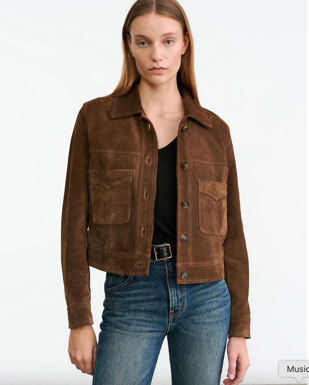 Back view of the Susannah Suede Jacket in Hazelnut by Nili Lotan, featuring the fully lined interior and stylish crop fit.