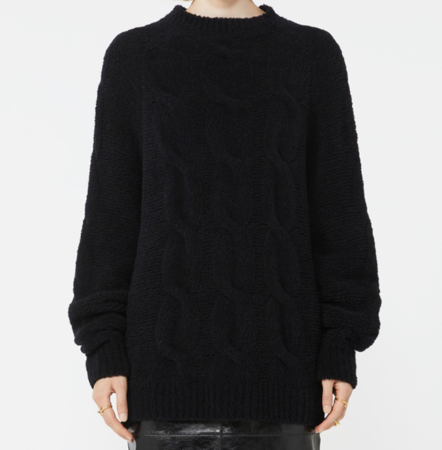Curvone Sweater in Black, featuring a stylish raglan cut and drop stitching on the sleeves, designed by Sportmax.