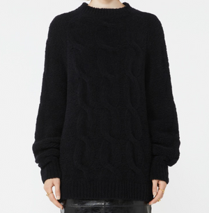 Curvone Sweater in Black, featuring a stylish raglan cut and drop stitching on the sleeves, designed by Sportmax.