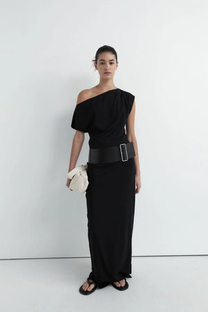 Asymmetric Off Shoulder Dress in Black