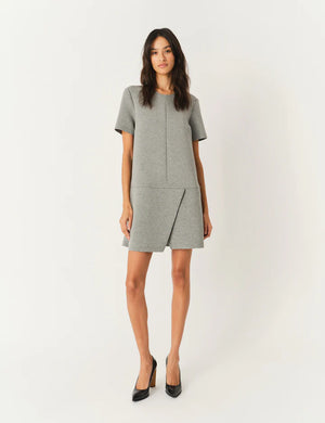 Close-up of the fabric texture of the Nice Mini Dress in Grey Melange by THE GARMENT.