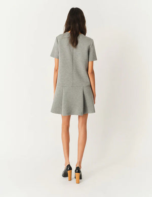 Back view of the Nice Mini Dress in Grey Melange, highlighting the chic design details by THE GARMENT.