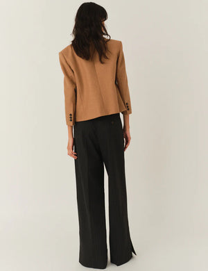 Mitch Fitted Jacket in Camel showcasing its elegant cropped design.