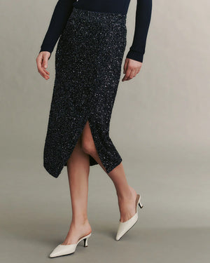 Sequined Paltrow Skirt in Midnight