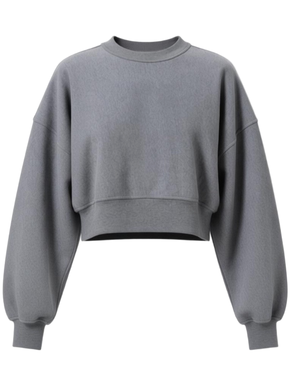 Kit Sweatshirt in Heather Grey by Agolde, showcasing a cropped design with elasticated hem, made from breathable cotton fleece, perfect for casual outfits.