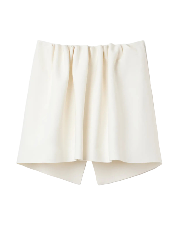 House of Dagmar Rouched Tube Top in White, showcasing a stylish sleeveless design with soft front pleats and a slanted hem, made from a comfortable polyamide blend.