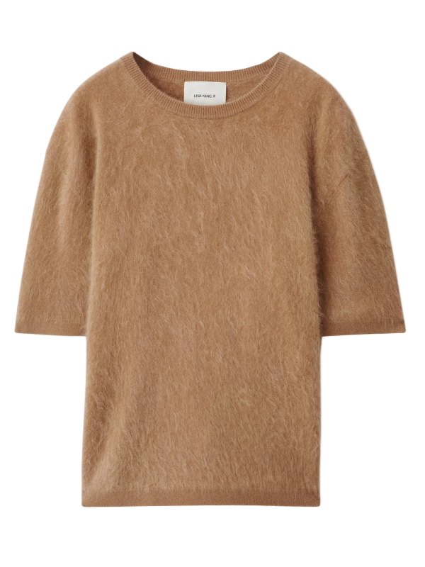Maren Sweater in Toffee by ZOË, showcasing its soft brushed cashmere fabric and relaxed fit design.