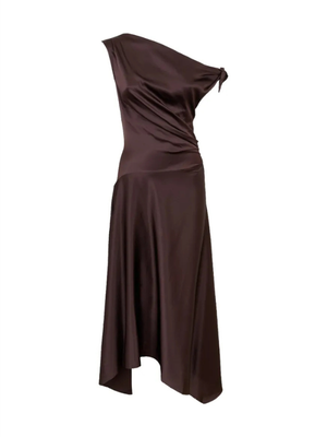 STAUD - Portia Silk-Blend Midi Dress - Brown - US 6