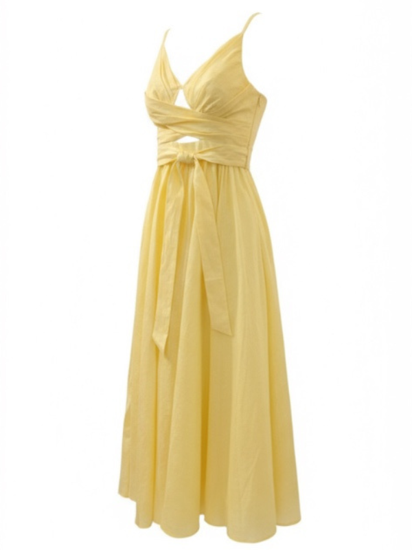 Stylish Awaken Midi Dress in Lemon from Zimmermann, featuring 100% linen fabric with an elegant fit and flared design, ideal for resort wear.
