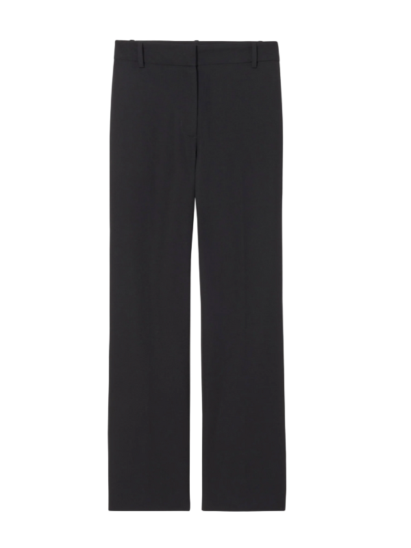 Corette Pant in Black by Nili Lotan, showcasing a flat front design and high-rise straight leg cut in fine Italian wool.