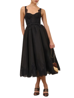 zimmermann black lace dress Valiant Trim Midi | zimmermann black dress with flowers
