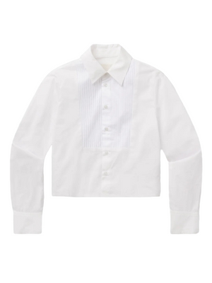Fino Boxy Cropped Tuxedo Shirt in White, showcasing a stylish front view with elegant design by Citizens of Humanity.