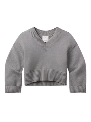 Gazette Puzzle V Neck in Heather Grey by Citizens of Humanity - Front view showcasing the v-neck design and soft wool cashmere blend.