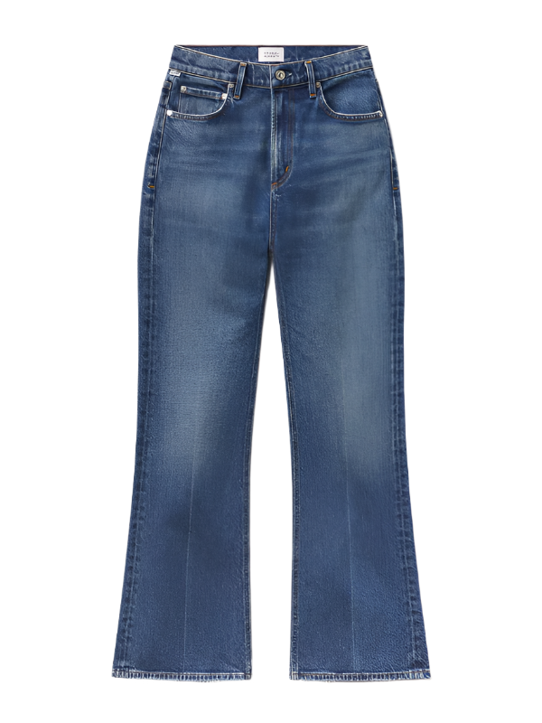 Kimberly 70's Flare in Cruise - stylish high-rise denim flares inspired by vintage 70's fashion, designed for comfort and elegance.