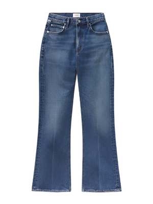 Kimberly 70's Flare in Cruise - stylish high-rise denim flares inspired by vintage 70's fashion, designed for comfort and elegance.