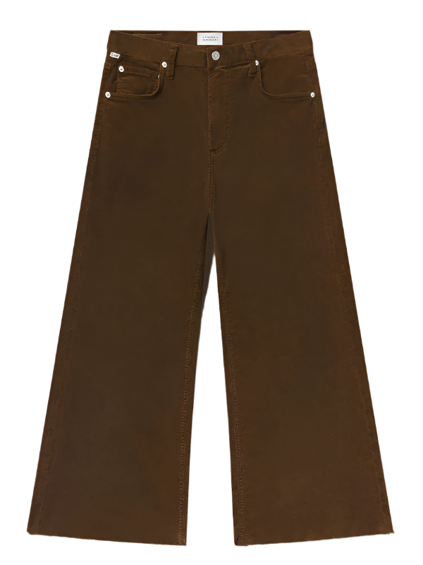 Lyra Wide Leg Crop Corduroy in Manuka, showing vintage-inspired design with high waist and relaxed fit.