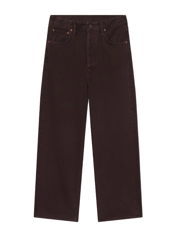 Ren Jen in Sloe Berry by Agolde, showing a stylish wide-leg design with a deep grape tone.